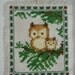 Cross Stitched 2 OWLS on a BRANCH CHRISTMAS Ornament Tag
