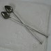 Pair Silverplate Straw Sipper Spoons Long Handled Silver Cocktail Heart Shaped Stirrers Iced Tea Spoons set of two (2)