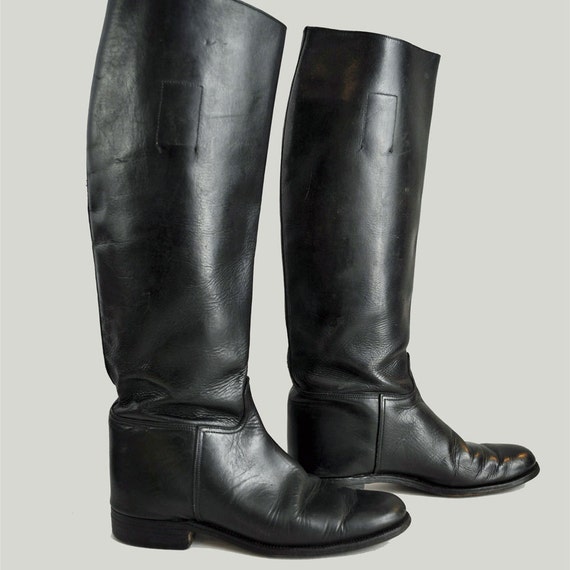 vintage 70s riding boots / Marlborough Black Leather ENGLISH