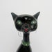 Vintage Mid-Century Black Ceramic Cat with Bling
