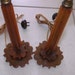 Antique 30s Pair Buttercotch Amber Bakelite Lamps Boudouir Table Starburst