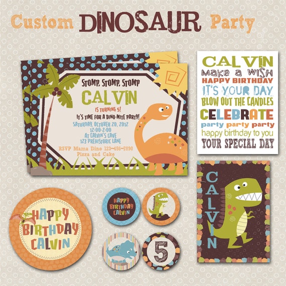 Custom Dinosaur Party Printable Kit Il_570xn
