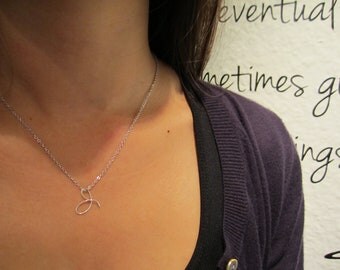 Initial Necklace...handmade personalized sterling silver cursive initial for everyday, birthday, brides, bridesmaid, flowergirl