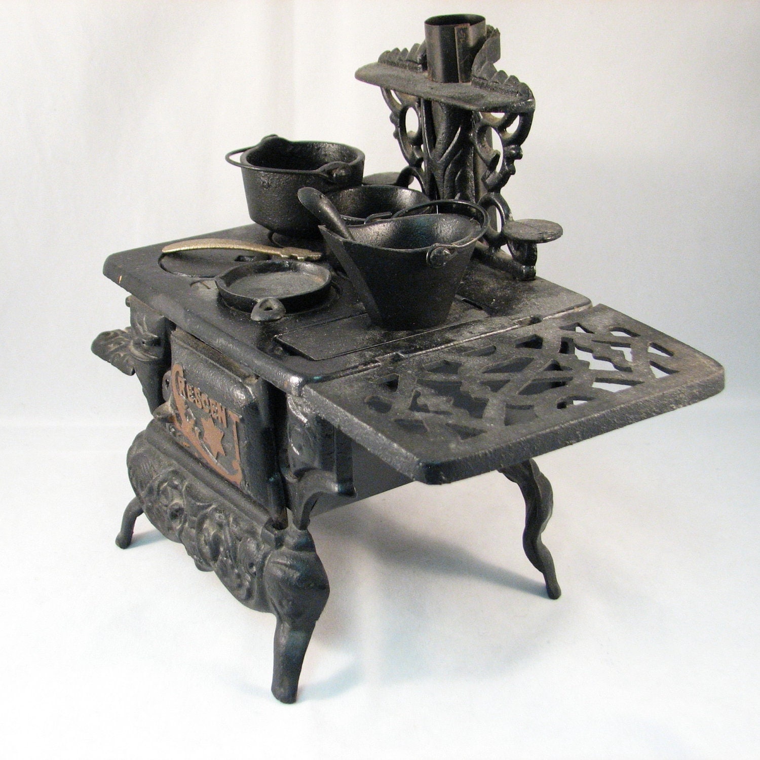 Vintage Toy Cast Iron Stove with Accessories Salesmans Sample