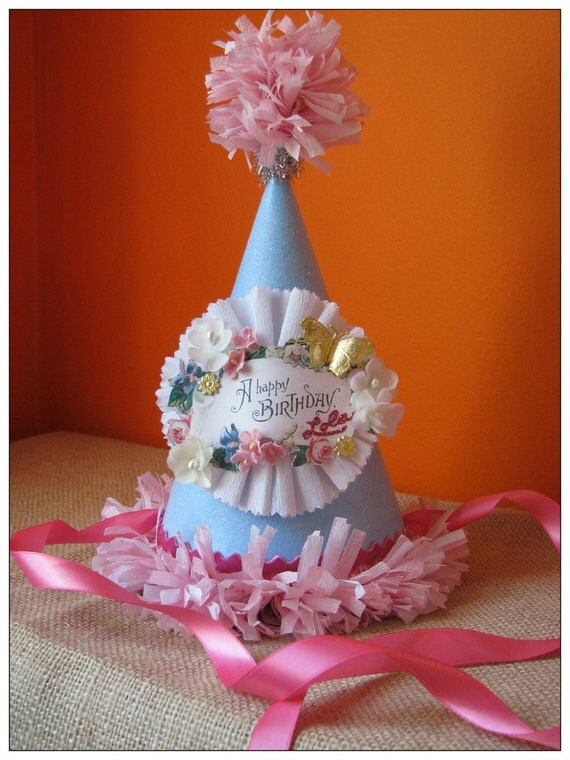Items similar to Vintage Inspired Birthday Party Hat on Etsy