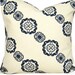 Pillow Cover Geometric Navy Blue Natural Modern Circles Pinwheels Decorative Repurposed 18x18