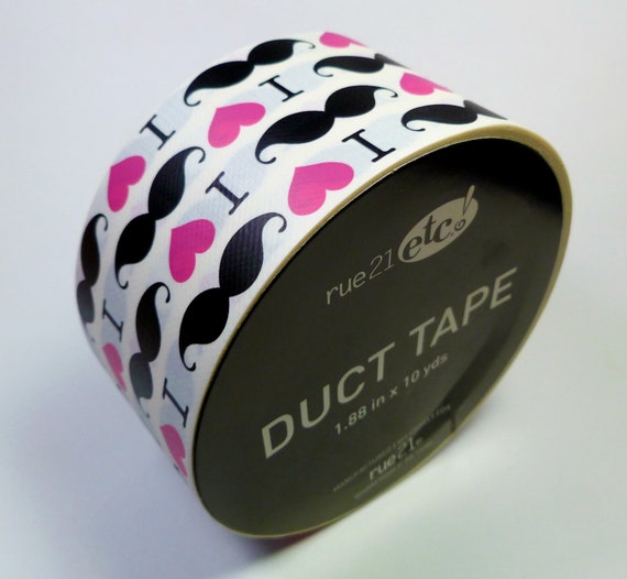 I Heart Mustaches Duct Tape One Roll of Printed Tape from
