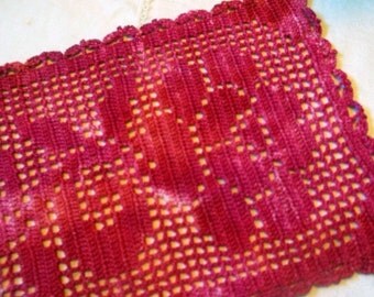 Newly Dyed Vintage Rose Filet Crochet Doily