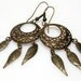 Hoop Earrings - Antique Copper - Filigree Hoops - Aztec Design - Dangle