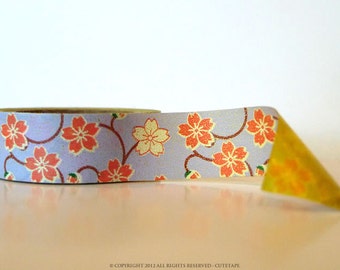 Mini Chugoku Washi Tape BLOSSOM Floral - PURPLE SINGLE