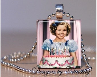 Shirley Temple "Happy Birthday" Scrabble Charm Necklace