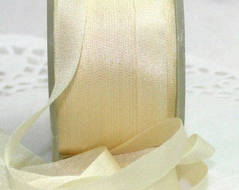Silk Ribbon, Ivory Silk Ribbon, 1/4" wide Ribbon by the yard, Weddings, Invitations, Gift Wrapping, Bouquets, Scrapbooking, Sewing