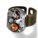 Steampunk Ring, Topaz Crystal & Vintage Watch Movement - Adjustable Ring 7 - 10