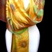 Silk Scarf Hand Painted Floral Fall Gold Yellow Sunflowers Brown Rustic