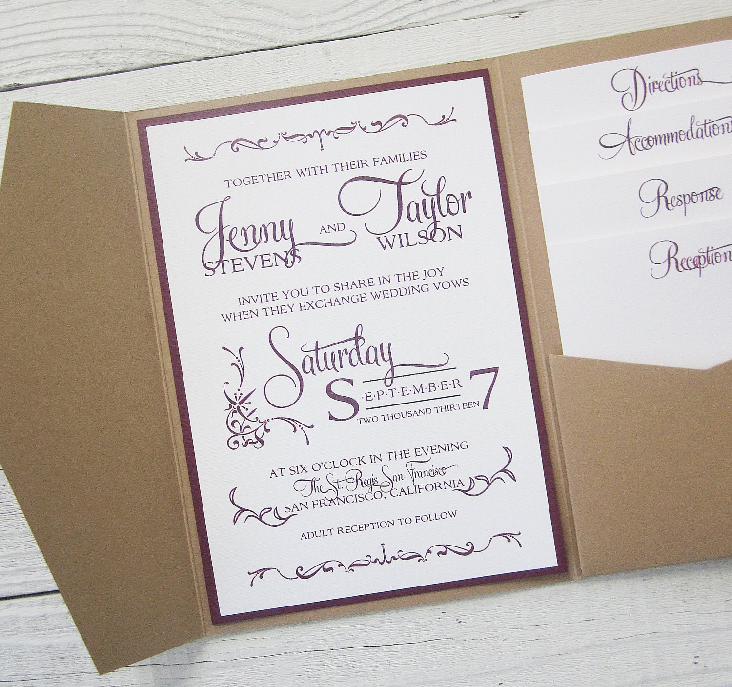 Rustic Kraft Wedding Invitation Pocket Country by RiverCityStudio