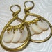 vintage gold tone hippie gypsy hoop loop avalone dangle pierced earrings