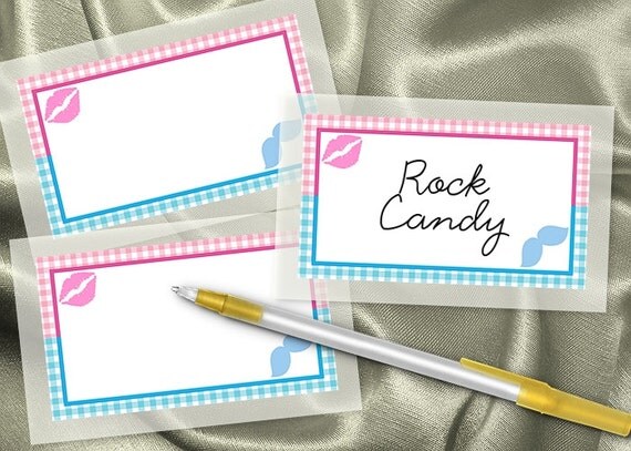 10 Blank Food Label Stickers, Baby Gender Reveal Party, Baby Shower, Pink, Blue, Lips, Mustache Il_570xn