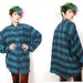 90s Green Wide Striped Mens Silk Shirt (L)