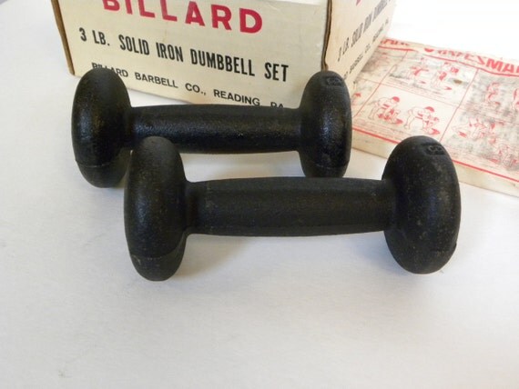 Vintage 1960s Billard Hand Weights Set of two cast iron