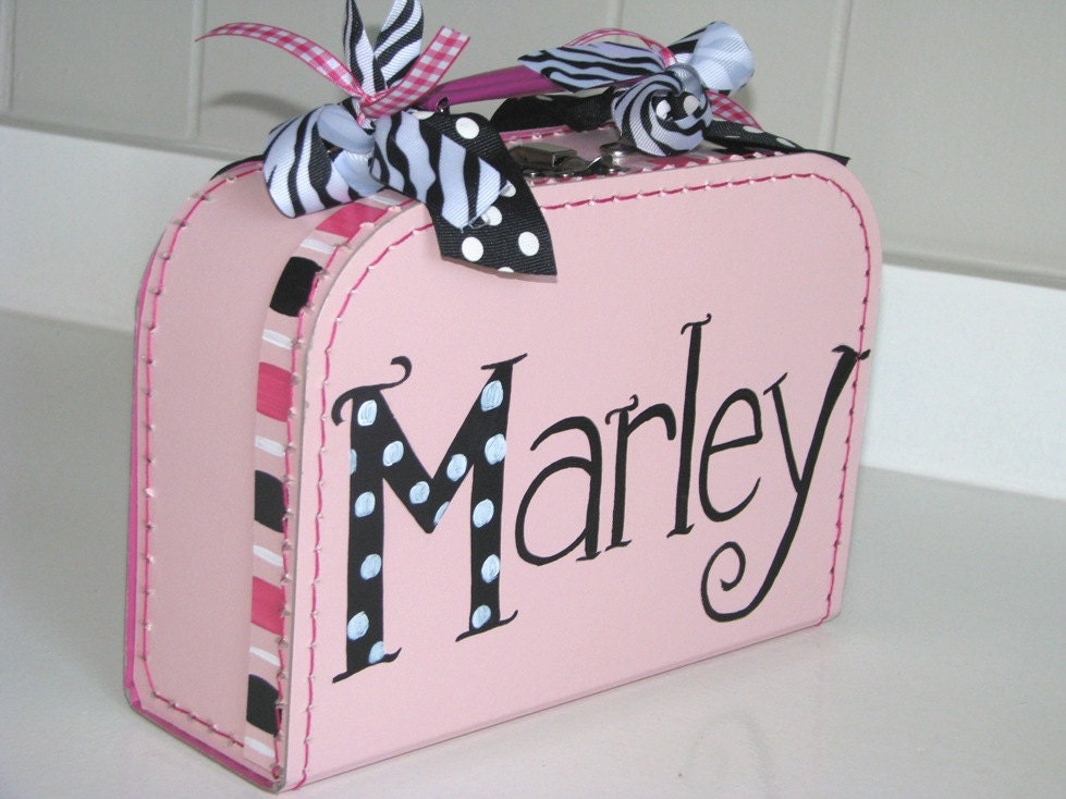 Girls Personalized LARGE Mini Suitcase with Name... Pink Black