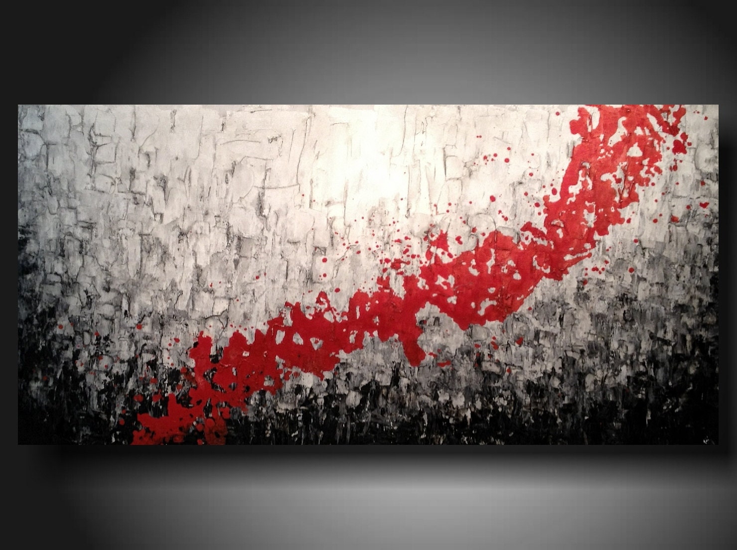 Art Original abstract Painting modern black white red