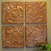 ALL 4 Antique Ceiling Tin Tiles Framed Circa 1900. Burnt orange. EACH framed tile measures 11 1/4" square.