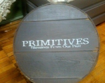 Vintage Painted Round Wooden Cheesebox Farmhouse Style