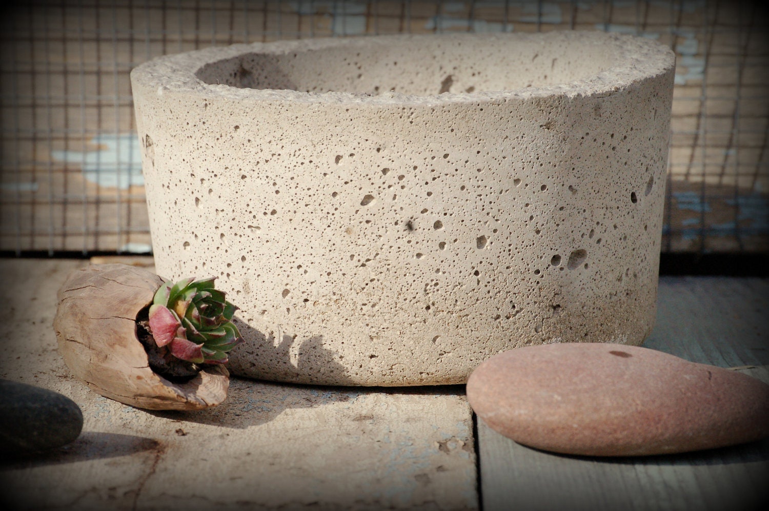 Simple Hypertufa Pot. Handmade Minimalist Lightweight Concrete