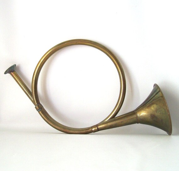 vintage brass french horn instrument home by RecycleBuyVintage