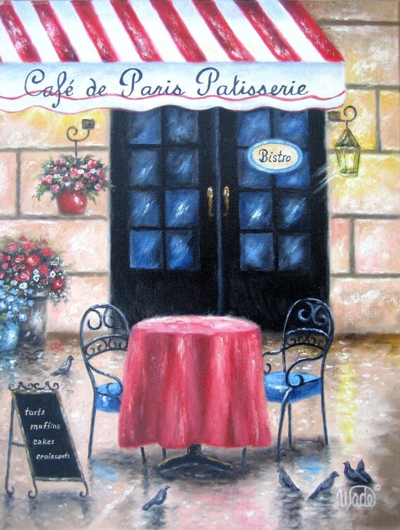 French Cafe ORIGINAL Painting cafe paintings coffee shop