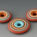 Southwest Discs - (3) Handmade Lampwork Beads - Red Tile, Turquoise - Etched, Matte