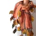 Nuno Felted scarf Autumn leaf yellow ginger green orange