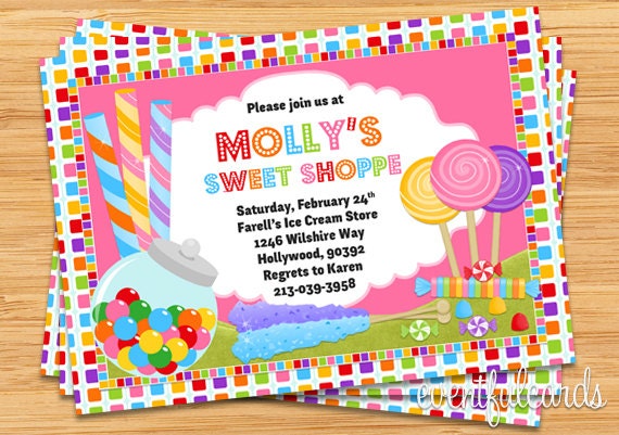 Items similar to Candy Birthday Party Invitation on Etsy