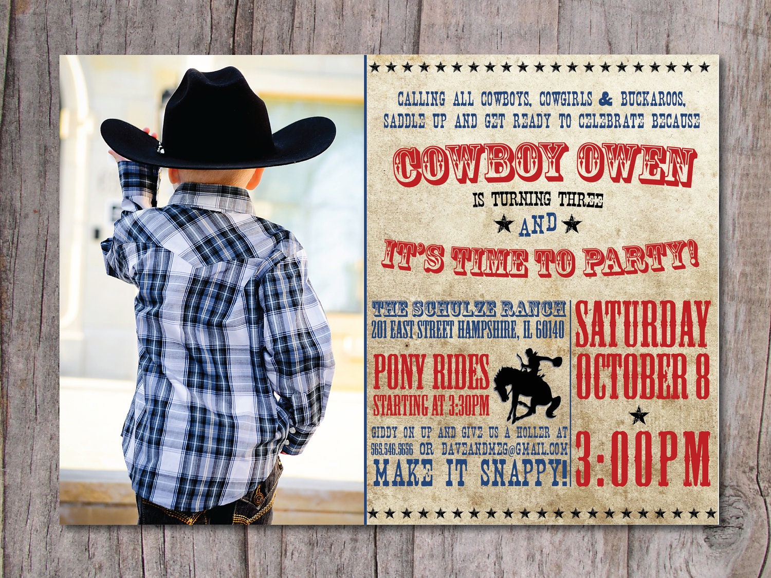 Modern Cowboy Birthday Party Invitation Photo by PinchOfSpice