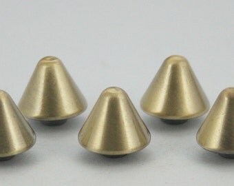 5 sets Brush Brass Cone Spikes Screwback Studs Leathercraft Decorations Findings 10 mm. SCBB151