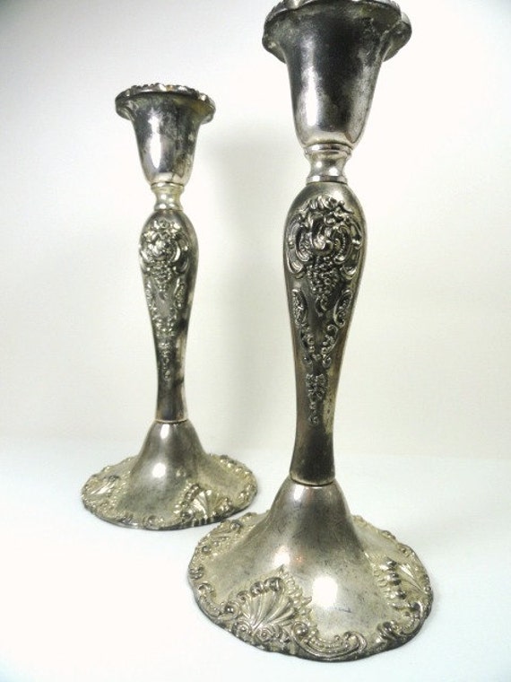 Vintage Godinger Silver Plated Ornate Candlesticks Candle