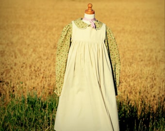 Pioneer Dress with Pinafore and Bonnet Sizes 2-12