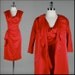 Vintage 1950s Dress . Satin Pink . Matching Jacket . M/L . 1920