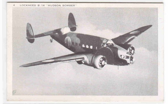 Lockheed B14 Hudson Bomber Plane WWII 2 by ThePostcardDepot