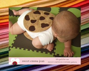 DIY Felt Chocolate Chip Cookie Chipwich Infant Halloween Costume Felt Pack - All the felt you need - Pattern included