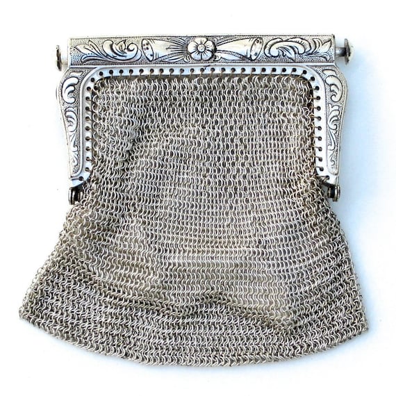 German silver mesh vintage coin purse