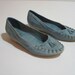 Vintage Blue Leather Moccasins. Woven Wedges Size 8.