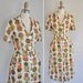 s a l e... vintage 1950s dress / 50s linen apple novelty print dress / Johnny Apple Seed