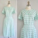 50s dress / vintage 1950s mint green cotton dress / At The Sea