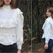 80's Victorian Cotton Ruffled Lace Blouse