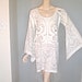 Sheer Vintage Cutwork Floral LACE DRESS Hippie Angel Sleeves ooak L