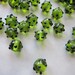 SALE - 40 glass beads - transparent GREEN with black DOTS - 10mm to 12mm