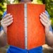 Gold, orange, and blue book for weddings or journaling