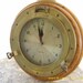 Vintage Wood Brass and Glass Porthole Quartz Wall Clock