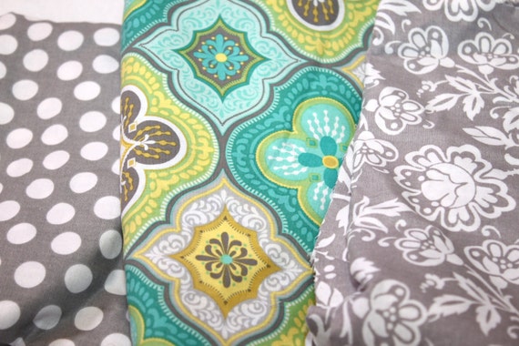 Fabric Bunting - Teal Blue, Lime Green, Gray Il_570xn